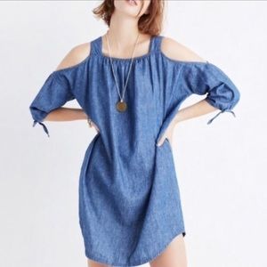 Madewell cold shoulder denim dress